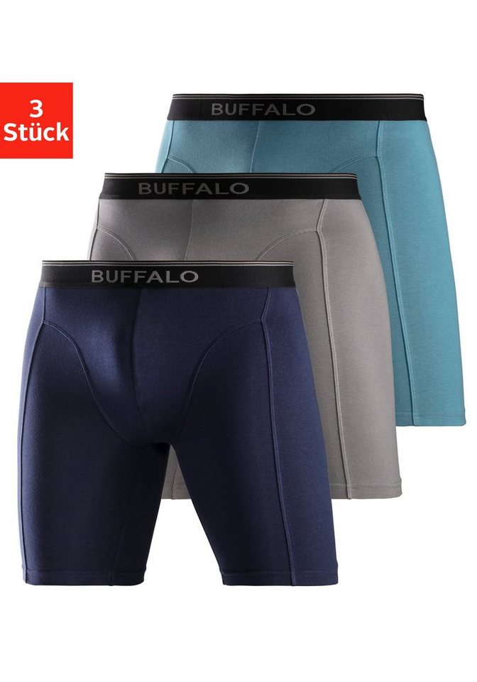 Buffalo Boxer (Packung, 3-St) in langer Form ideal auch für Sport und Trekking von Buffalo