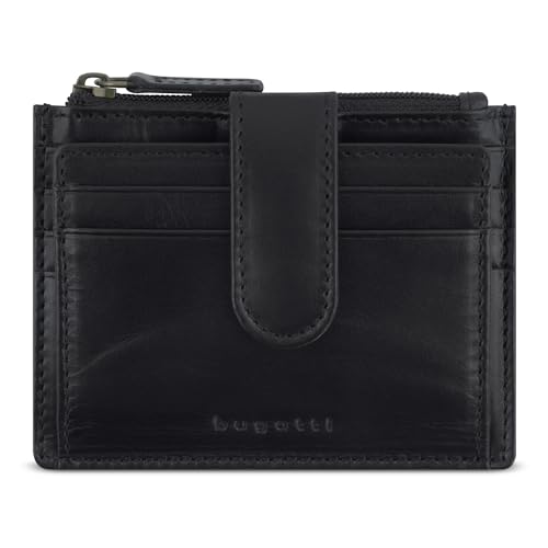 bugatti Remo kleines Portemonnaie mit RFID-Schutz, Mini-Geldbörse aus Leder in schwarz von bugatti