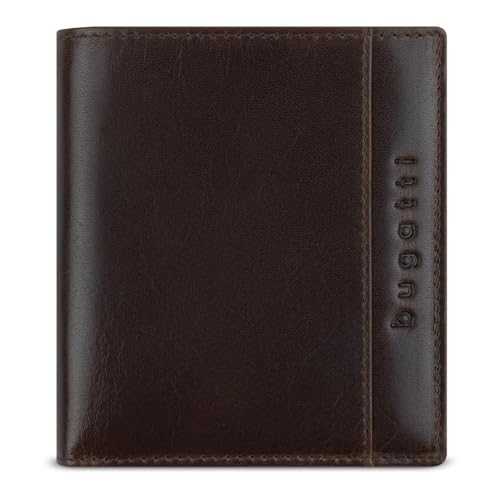 bugatti Romano Geldbörse klein mit Klappe, Mini-Portemonnaie mit RFID Leder, braun von bugatti
