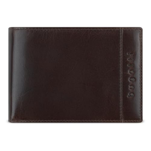 bugatti Romano Geldbörse mit RFID-Schutz und Klappe, Portemonnaie aus Leder Querformat, braun von bugatti