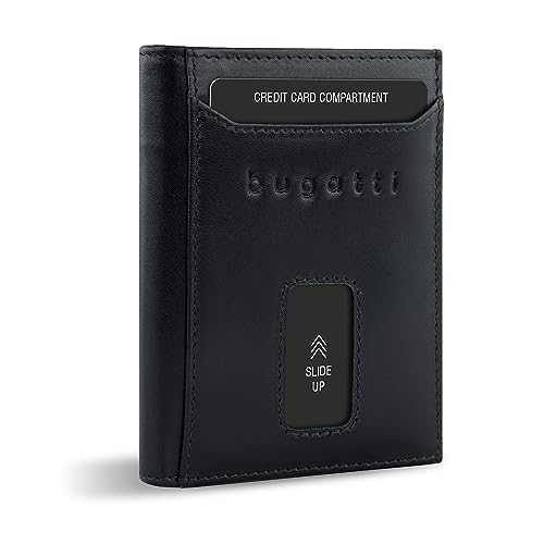 bugatti Secure Slim Mini Börse Spezial mit RV-Münzfach und RFID-Schutz aus Leder, schwarz von bugatti