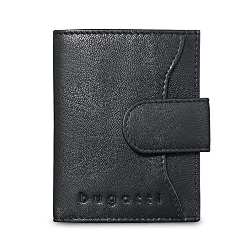Bugatti Secure Smart Slim Wallet aus Leder – mit RFID Schutz – Flaches Portemonnaie für 8 Karten - Kreditkartenetui mit Scheinfach - Geldbeutel, Kreditkarten Etuis in schwarz von bugatti