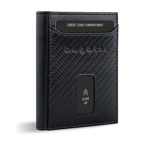 bugatti Secure Slim Mini Börse Spezial mit RV-Münzfach und RFID-Schutz aus Leder, Carbon von bugatti