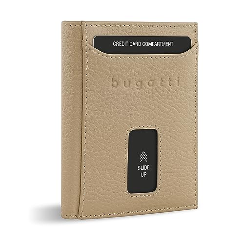 bugatti Secure Slim Mini Börse Spezial mit RV-Münzfach und RFID-Schutz aus Leder, beige von bugatti