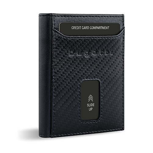 bugatti Secure Slim Mini Börse aus Leder mit RFID-Schutz, Slim Wallet, Kartenetui, Carbon von bugatti