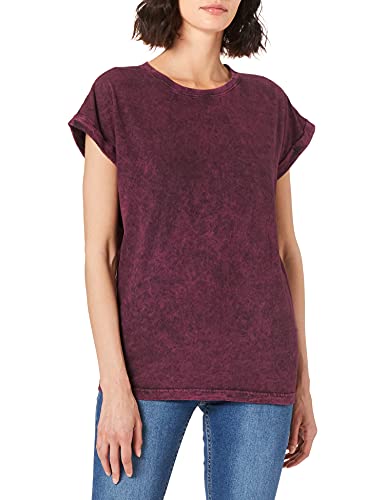 Build Your Brand Damen BY053-Ladies Acid Washed Extended Shoulder Tee T-Shirt, Berry Black, XL von Build Your Brand