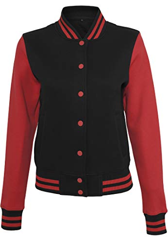 Build Your Brand Damen Ladies Sweat College Jacket Varsity, Black/Red, XL von Build Your Brand