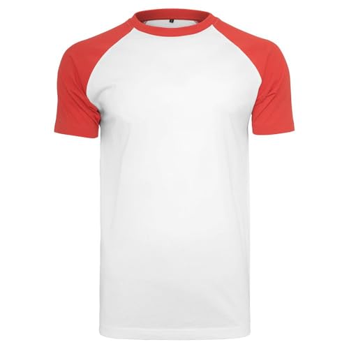 Build Your Brand Herren BY007-Raglan Contrast Tee T-Shirt, White/red, S von Build Your Brand