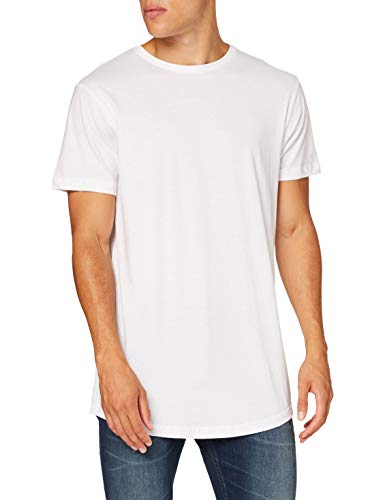 Build Your Brand Herren Shaped Long Tee T-Shirt, weiß (White), 2XL von Build Your Brand