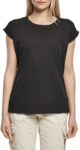 Build Your Brand Ladies Extended Shoulder Tee, L, Black von Build Your Brand