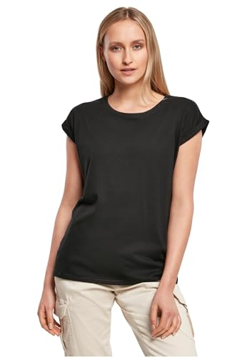 Build Your Brand Ladies Extended Shoulder Tee, S, Black von Build Your Brand