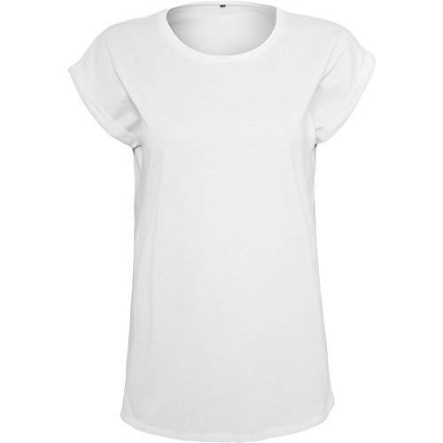 Build Your Brand Ladies Extended Shoulder Tee, S, White von Build Your Brand