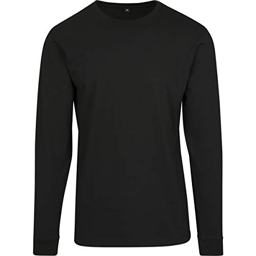 Build Your Brand Men's Longsleeve With Cuffrib T-Shirt, Black, L von Build Your Brand