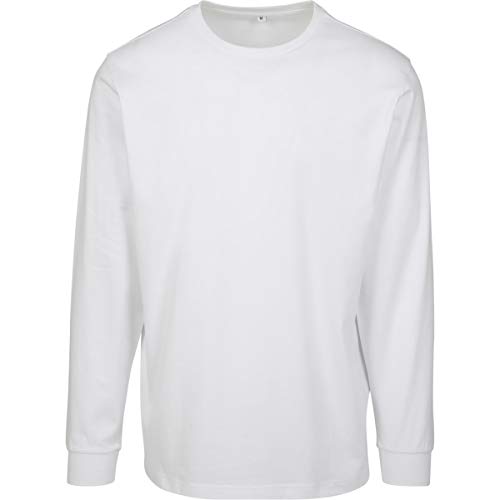 Build Your Brand Men's Longsleeve With Cuffrib T-Shirt, white, S von Build Your Brand