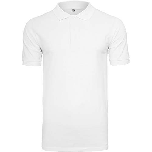 Build Your Brand Men's BY008-Polo Piqué Shirt T, White, S von Build Your Brand