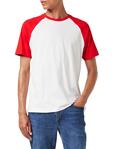 Build Your Brand Men's BY007-Raglan Contrast Tee T-Shirt, White/red, XL von Build Your Brand