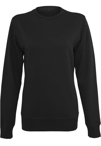 Build Your Brand Women's BY025-Ladies Light Crewneck Sweater, Black, XS von Build Your Brand
