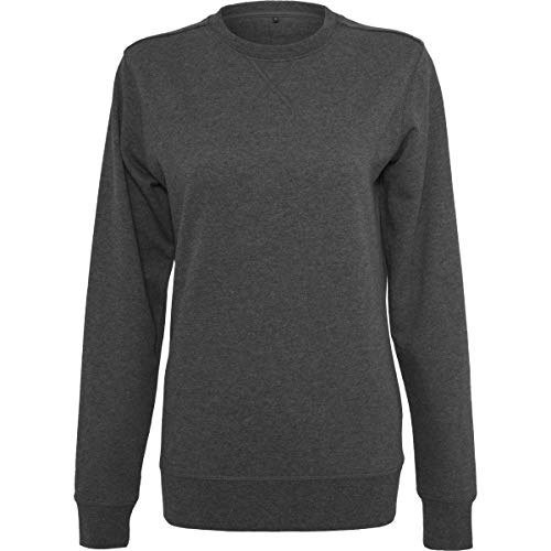 Build Your Brand Women's BY025-Ladies Light Crewneck Sweater, Charcoal, L von Build Your Brand