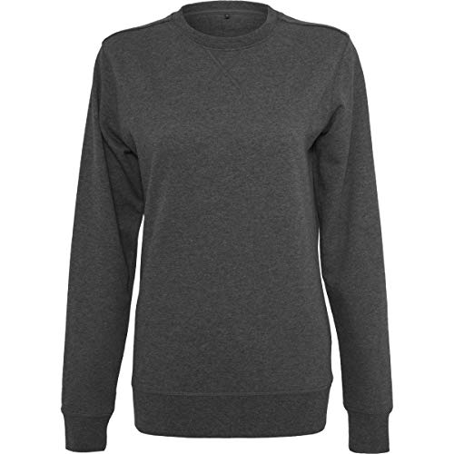 Build Your Brand Women's BY025-Ladies Light Crewneck Sweater, Charcoal, M von Build Your Brand
