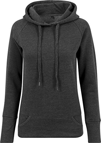 Build Your Brand Women's BY043-Ladies Cuff Pockets Hoody Hoodie, Charcoal, L von Build Your Brand