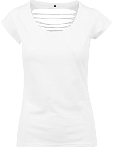 Build Your Brand Women's BY035-Ladies Back Cut Tee T-Shirt, White, S von Build Your Brand