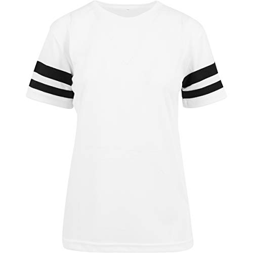 Build Your Brand Women's BY033-Ladies Mesh Stripe Tee T-Shirt, wht/blk, M von Build Your Brand