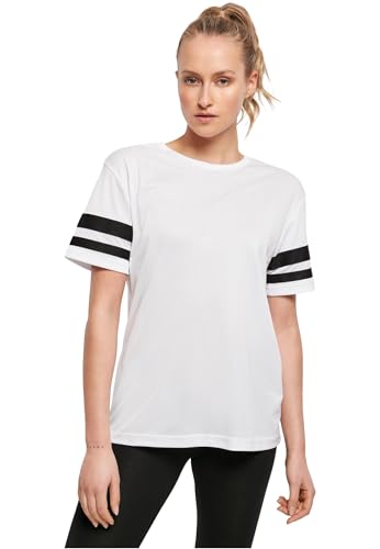 Build Your Brand Women's BY033-Ladies Mesh Stripe Tee T-Shirt, wht/blk, M von Build Your Brand