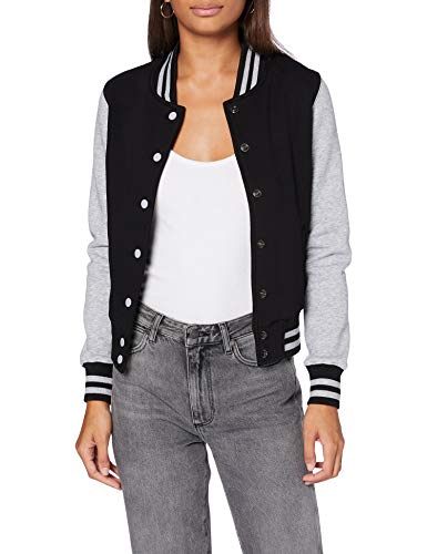 Build Your Brand Damen Ladies Sweat College Jacket Varsity, Black/H.Grey, S von Build Your Brand