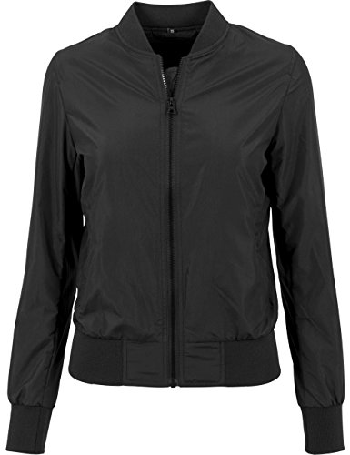 Build Your Brand Damen BY044-Ladies Nylon Bomber Jacket Ladies, Black, XL von Build Your Brand