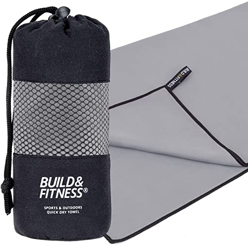 Build & Fitness Mikrofaser Handtuch. Schnelltrocknend - Kompakt - Saugstark - Leichtgewichtig. Perfektes Reise-, Strand- & Sporthandtuch für Fitness, Schwimmen, Camping Zubehör, Strandtuch von Build & Fitness