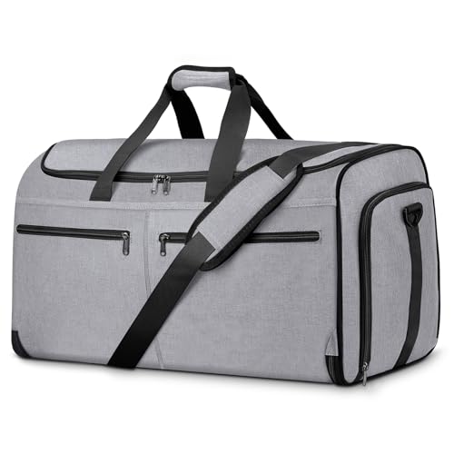 Carry on Kleidersack für Geschäftsreisen, Bukere wandelbare Reisetasche mit Schuhfach, wasserabweisend, 2-in-1 Weekender Anzug Tasche für Männer Frauen, grau, Kleidersack für Reisen von Bukere