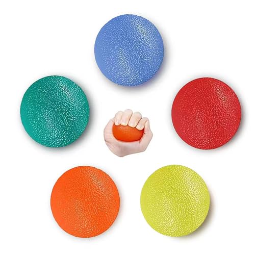 5 Stücke Hand Therapie Bälle, Eiförmige Griffbälle, Anti Stress Ball, Trainingsgerä Antistressbälle, Handtrainer Fingertrainer Ball, um die Stärke der Handfläche zu Verbessern und Stress zu Lindern von Bull Tiger Prestige