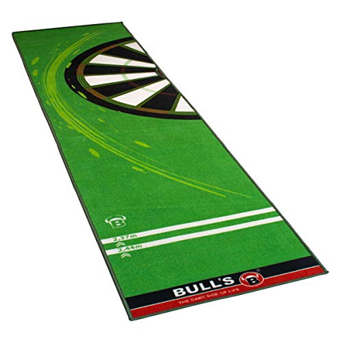 BULL'S Carpet Mat “120“ Green, Dartteppich mit rutschfester Unterseite aus Gummi, umweltfreundliche Turnier Dartmatte mit offiziellem Abstand zum Dartboard 237cm, Schutz für Darts und Tips, 280 x 66cm von Bull's