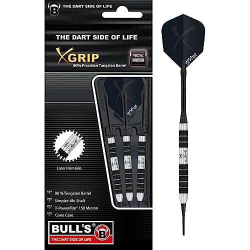 BULL'S X-Grip X2 Soft Dart 16g, Schwarz/Silber von Bull's