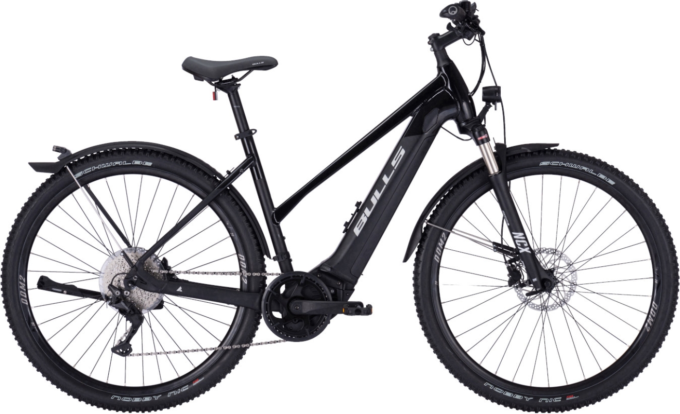 Unisex E-Bike  Bulls Cross Rider EVO 1 Trapez schwarz (Akkukapazität: Bosch 400 Wh / Rahmenhöhe Bulls 28": 55 cm | Körpergr. 170 - 180 cm) von Bulls