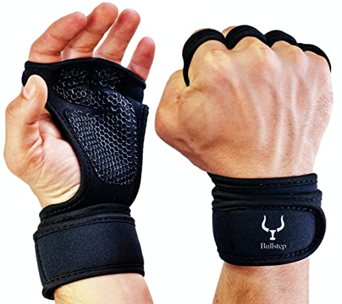 Bullstep Fitness Handschuhe Herren und Damen mit Handgelenkbandage. Gym Handschuhe für Kraftsport, Crossfit Grips, Klimmzugstange, Training, Bodybuilding von Bullstep
