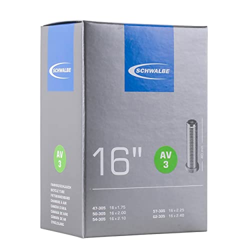 Schwalbe Burley Unisex – Erwachsene Fahrradschlauch AV3 47/62-305 EK AGV 40 mm, Schwarz, 16 Zoll von Schwalbe