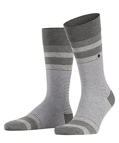 Burlington Herren Socken Black Stripe M SO Baumwolle gemustert 1 Paar, Grau (Steel Melange 3165), 40-46 von Burlington