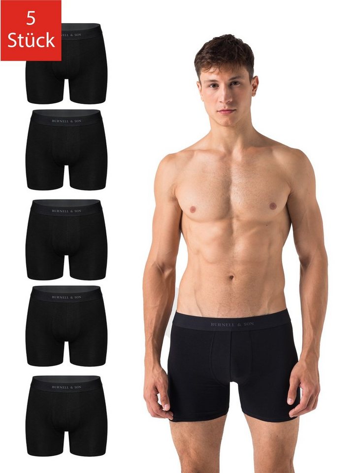 Burnell & Son Boxershorts Unterhosen aus Baumwolle für Herren Männer (Packung, Set, Spar-Pack, Spar-Packung, Spar-Set, 5-St., 5er-Pack) mit Komfortbund von Burnell & Son