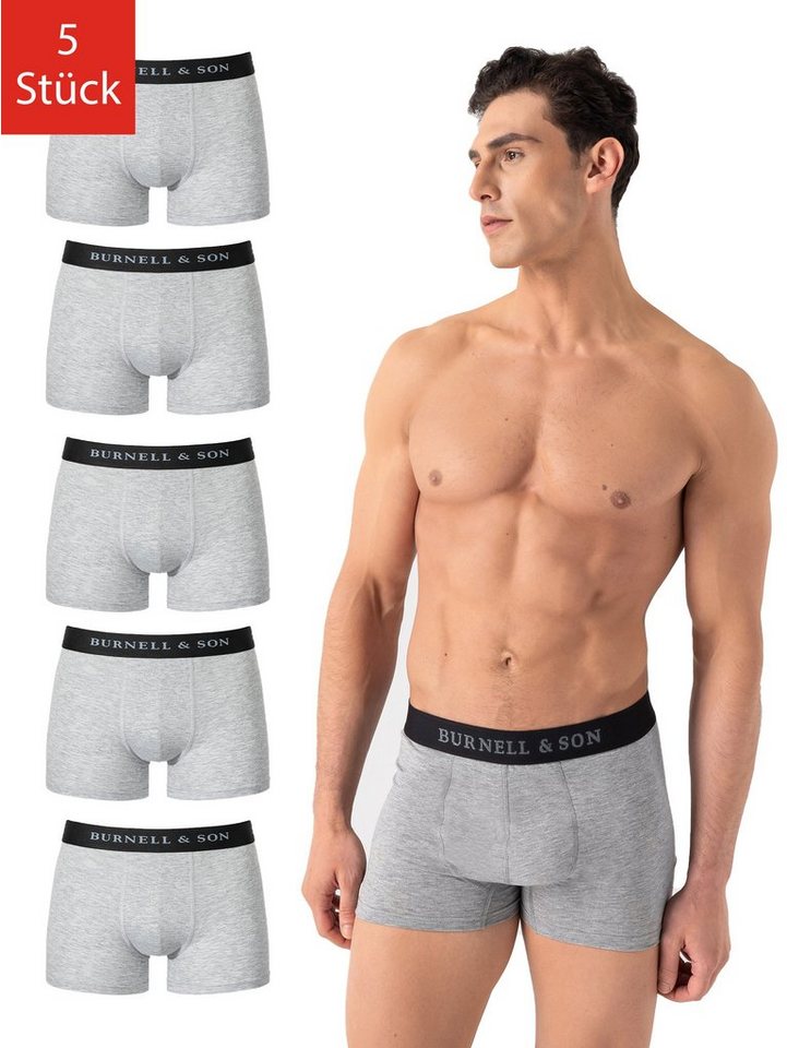 Burnell & Son Boxershorts Unterhosen aus Baumwolle für Herren Männer (Packung, Set, Spar-Pack, Spar-Packung, Spar-Set, 5-St., 5er-Pack) mit Komfortbund von Burnell & Son