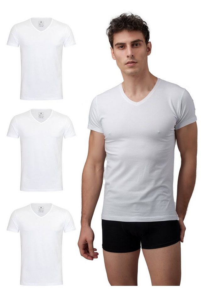 Burnell & Son T-Shirt Unterhemd Unterziehshirt mit Kurzarm und V-Ausschnitt aus Baumwolle (Packung, 3-tlg., 3er-Pack) von Burnell & Son