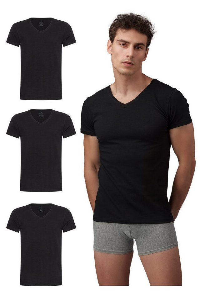 Burnell & Son T-Shirt Unterhemd Unterziehshirt mit Kurzarm und V-Ausschnitt aus Baumwolle (Packung, 3-tlg., 3er-Pack) von Burnell & Son