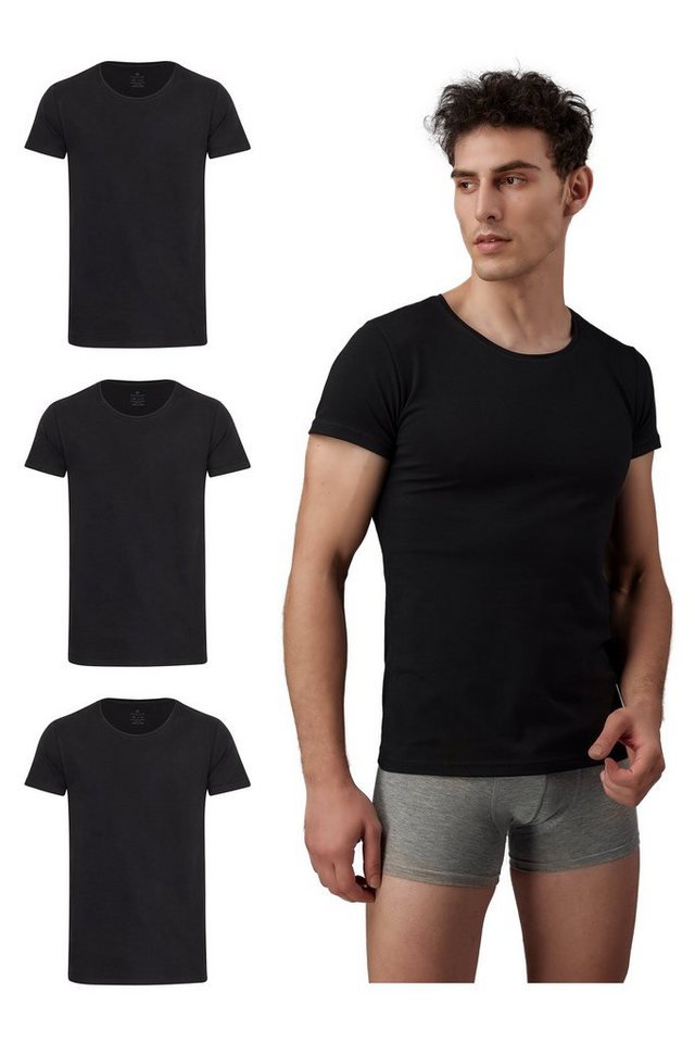Burnell & Son Unterziehshirt Unterhemd T-Shirt mit Kurzarm und Rundhals für Herren aus Baumwolle (Packung, 3-St., 3er-Pack) Feinripp von Burnell & Son