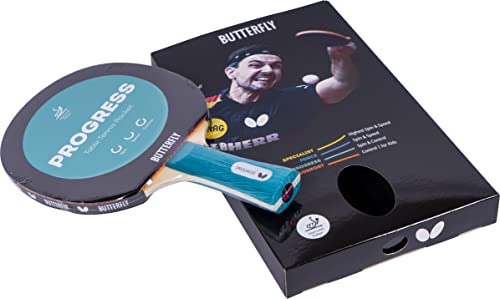 BUTTERFLY Tischtennisschläger Progress | Profi-Tischtennisschläger für Fortgeschrittene | Beläge schwarz/rot mit ITTF-Wettkampfzulassung | griffige Oberfläche von Butterfly