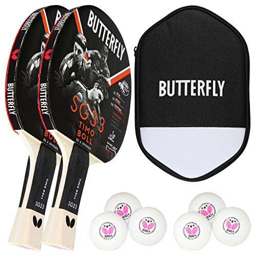 Butterfly® Timo Boll SG33 Tischtennisschläger | Tischtennis Racket Hobby & Freizeit | ambitionierter Freizeitspieler | hochwertig | ITTF zertifizierter Addoy Belag | konkave Griffform mit smart.Grip von Butterfly
