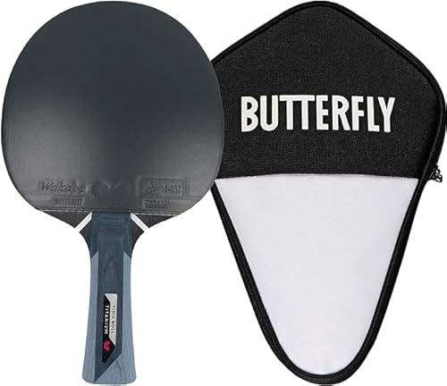 Butterfly® Timo Boll Titanium Tischtennisschläger | mit Carbon Lage | ITTF zertifizierter Wakaba Belag | 2,0 mm Schwamm | konkaver Griff | TT Bat Wettkampfschläger für trainierte Profi Vereinsspieler von Butterfly