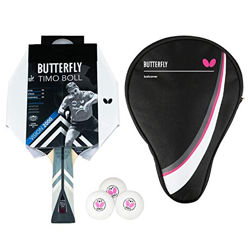 Butterfly® Timo Boll Vision 2000 Tischtennisschläger | Tischtennis Racket Bat TT Profi Wettkampfschläger technisch fortgeschrittene Spieler | ITTF zertifizierter Wakaba Belag | Griffform von Butterfly