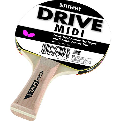 Butterfly Erwachsene Tischtennisschläger Drive Midi, schwarz/Braun, M von Butterfly