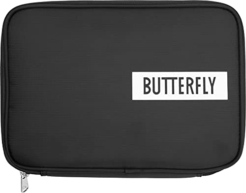 Butterfly Tischtennis Schlägerhülle Logo Case | Tischtennis-Hülle + Bruchschutz für bis zu 2 Schläger | rechteckiges Design, schwarz von Butterfly