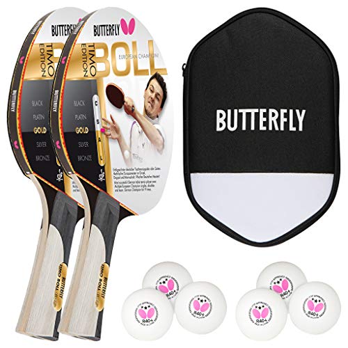 Butterfly® Timo Boll Gold 85020 Tischtennisschläger | Tischtennis Racket Bat TT Hobby & Freizeit | Trainingsschläger für geüpte Spieler | ITTF zertifizierter Pan Asia Belag | konkave Griffform von Butterfly